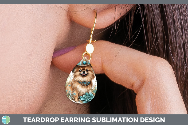 pomeranian-teardrop-earrings-western-cowboy-dogs-sublimation