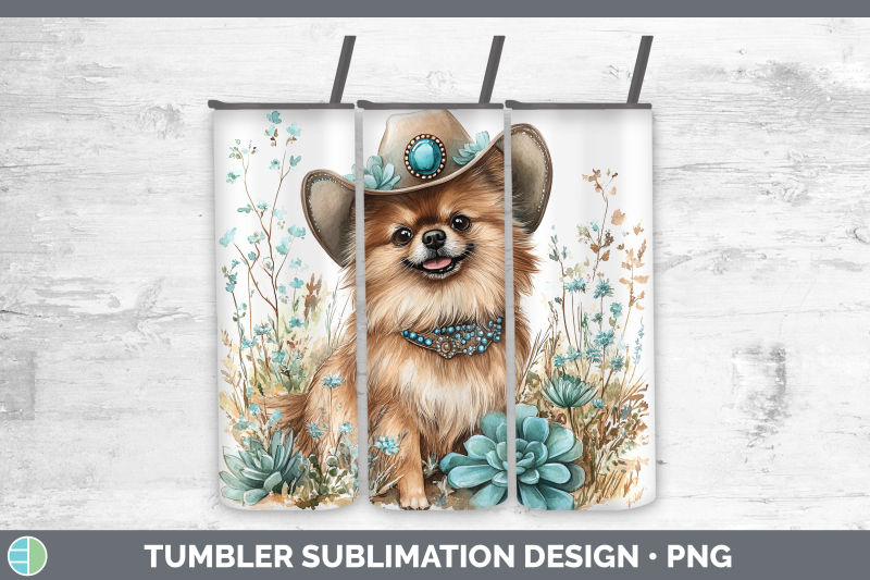 pomeranian-tumbler-western-cowboy-dogs-sublimation-20-oz-ski