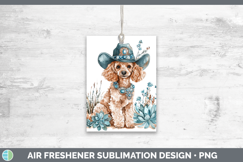 poodle-air-freshener-western-cowboy-dogs-sublimation-car-sce