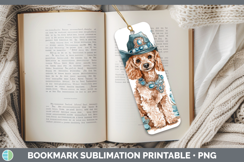poodle-bookmark-western-cowboy-dogs-sublimation-printable-de