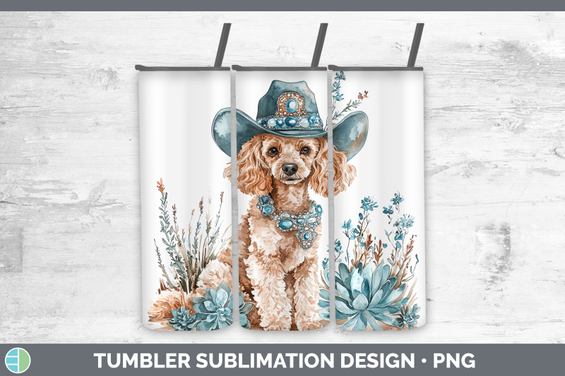 poodle-tumbler-western-cowboy-dogs-sublimation-20-oz-skinny