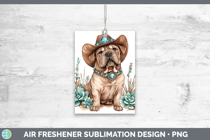 shar-pei-air-freshener-western-cowboy-dogs-sublimation-car-s