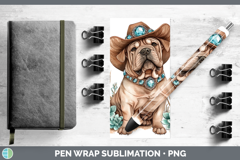 shar-pei-pen-wrap-western-cowboy-dogs-sublimation-pen-design
