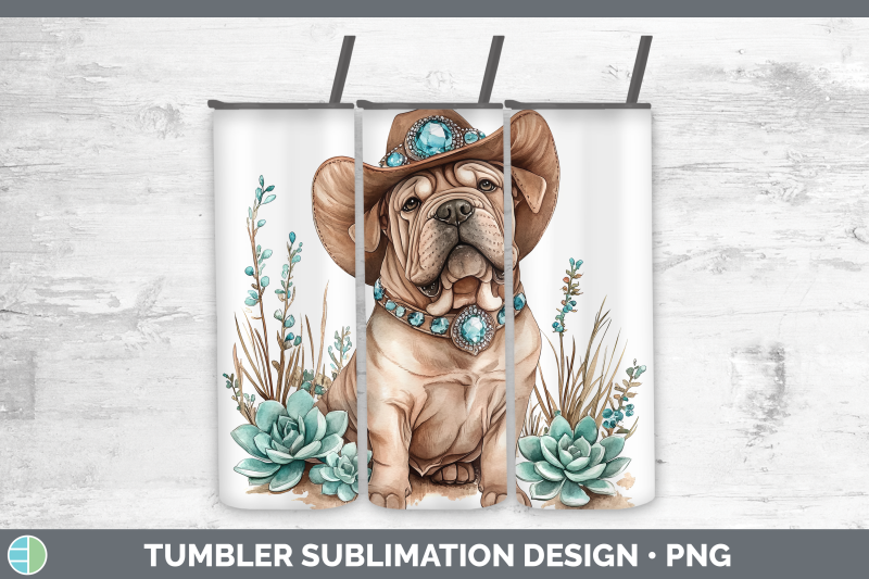 shar-pei-tumbler-western-cowboy-dogs-sublimation-20-oz-skinn