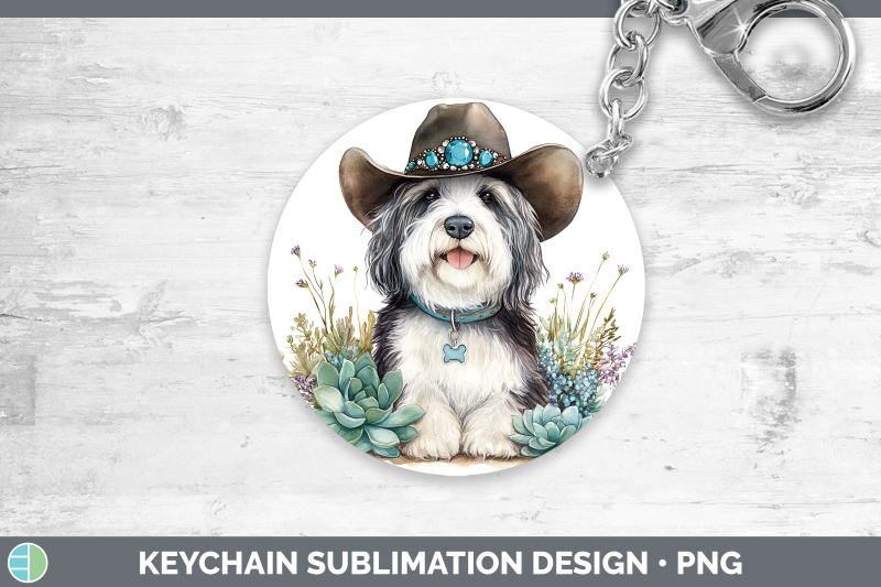 old-english-sheepdog-keychain-western-cowboy-dogs-sublimatio