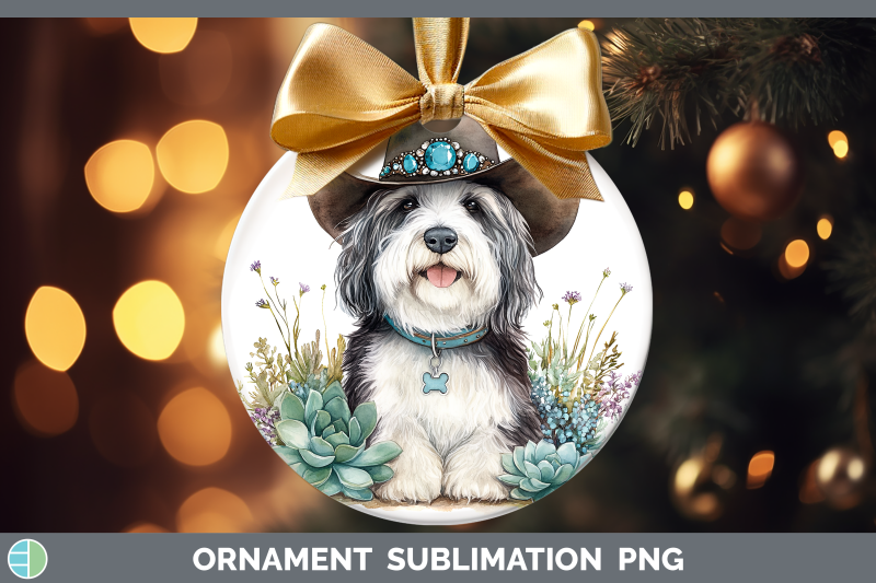 old-english-sheepdog-ornament-western-cowboy-dogs-sublimatio