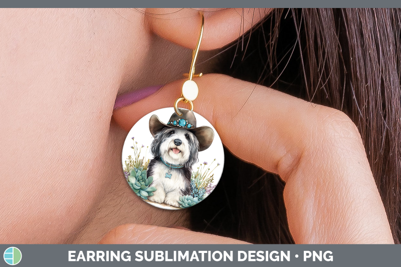 old-english-sheepdog-round-earrings-western-cowboy-dogs-subl