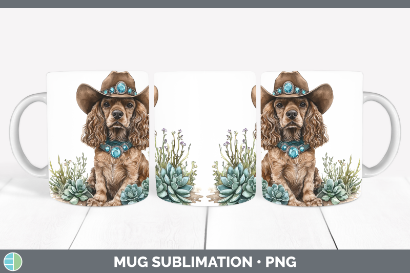 cocker-spaniel-mug-wrap-western-cowboy-dogs-sublimation-coff