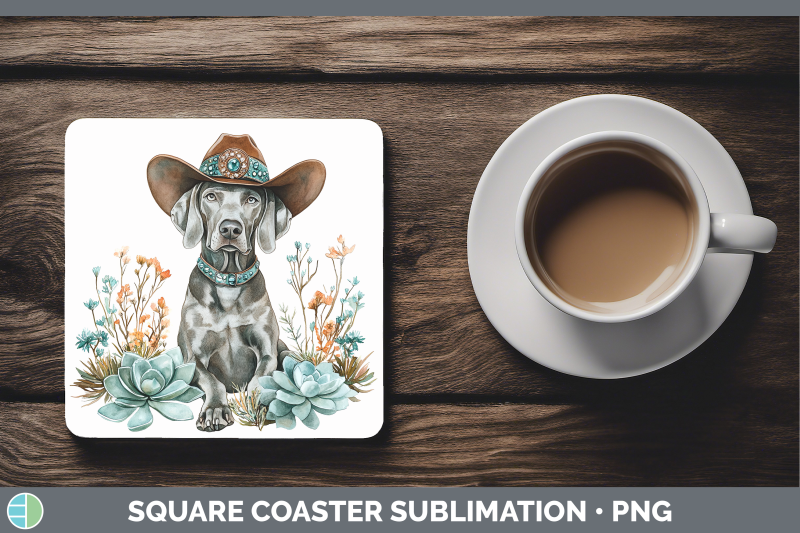 weimaraner-square-coaster-western-cowboy-dogs-sublimation-dr