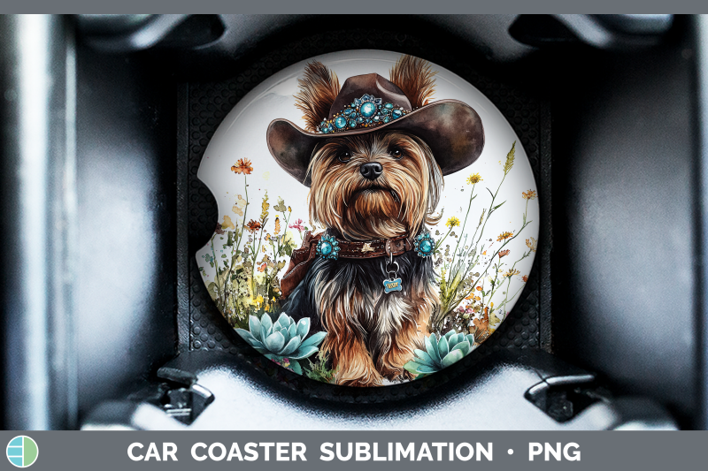 yorkshire-terrier-car-coaster-western-cowboy-dogs-sublimatio