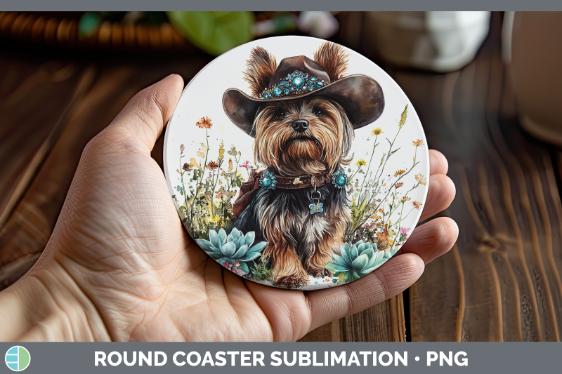 yorkshire-terrier-round-coaster-western-cowboy-dogs-sublimat