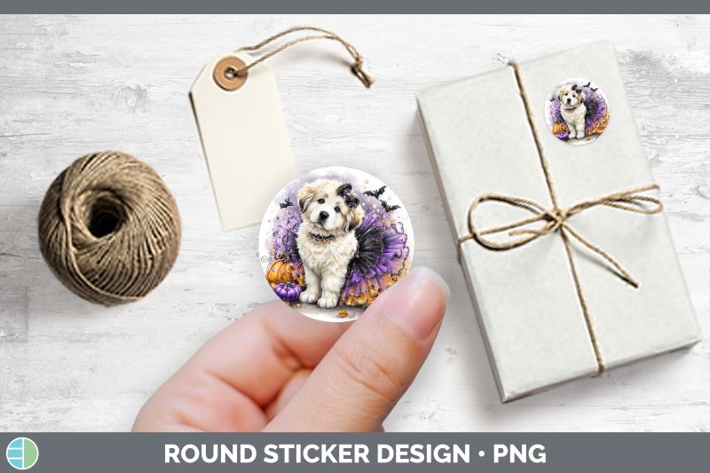 dogs-03-halloween-great-pyrenees-stickers-round-labels-des