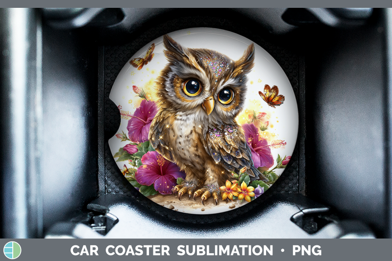 owl-car-coaster-birds-01-floral-summer-sublimation-drink-mat