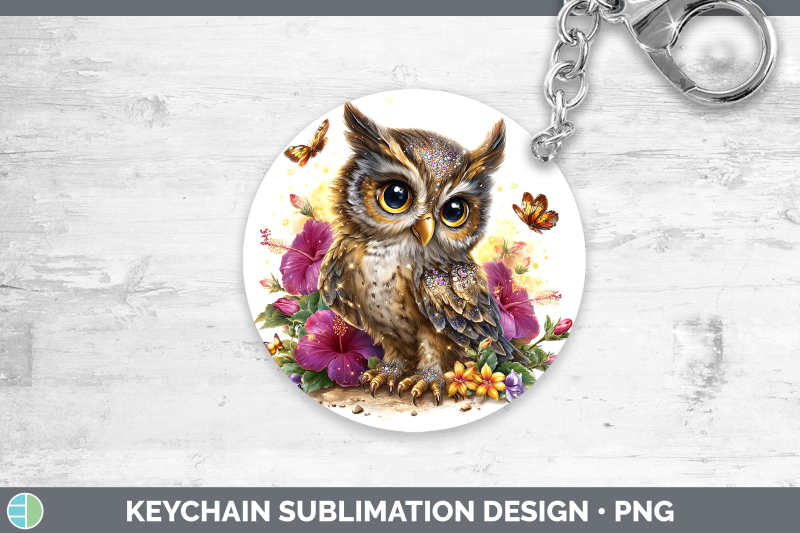 owl-keychain-birds-01-floral-summer-sublimation-keyring-desi