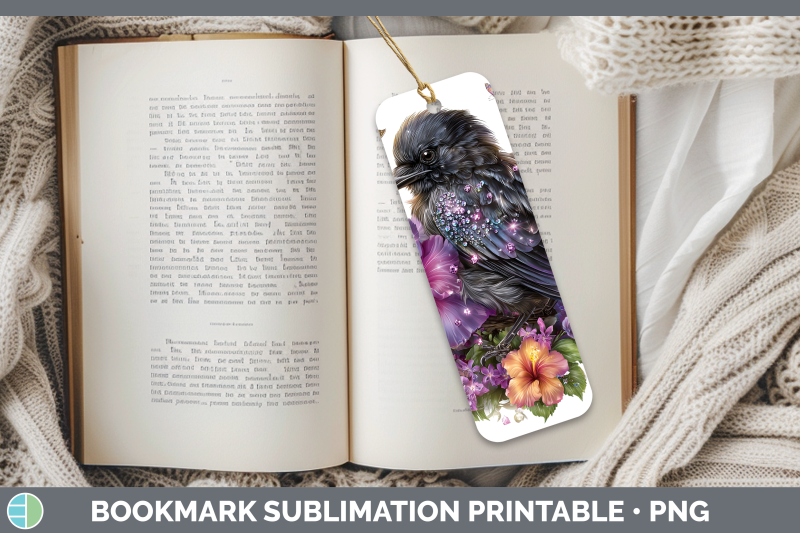 crow-bookmark-birds-01-floral-summer-sublimation-printable-d