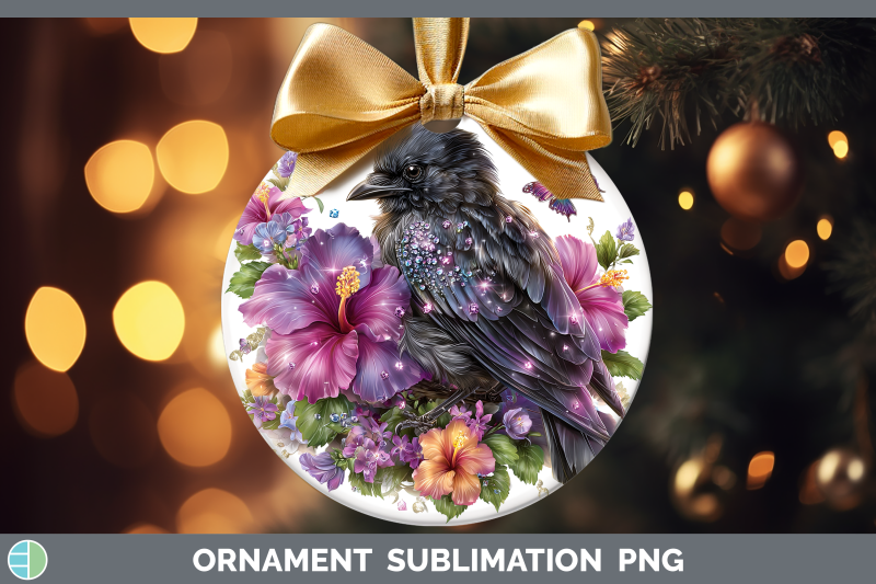 crow-ornament-birds-01-floral-summer-sublimation-bauble-desi