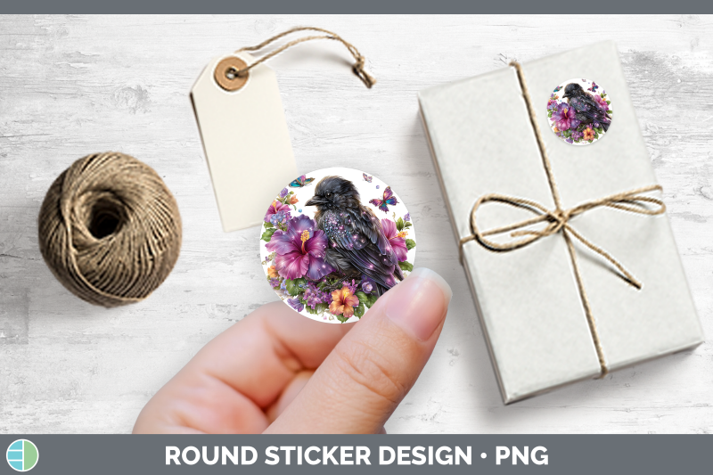 birds-01-floral-summer-crow-stickers-round-labels-designs