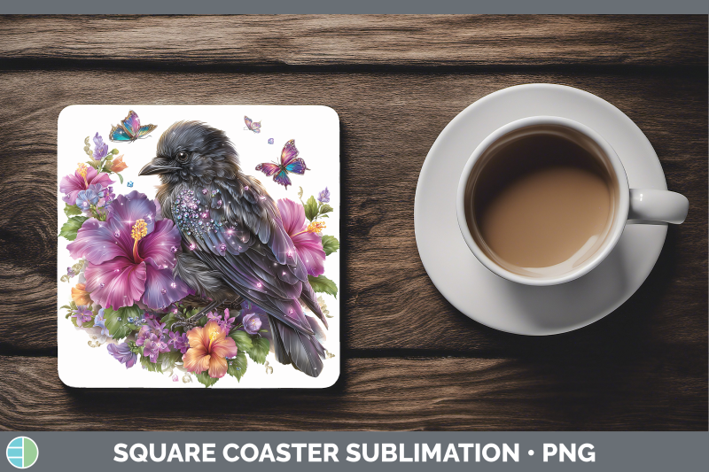crow-square-coaster-birds-01-floral-summer-sublimation-drink