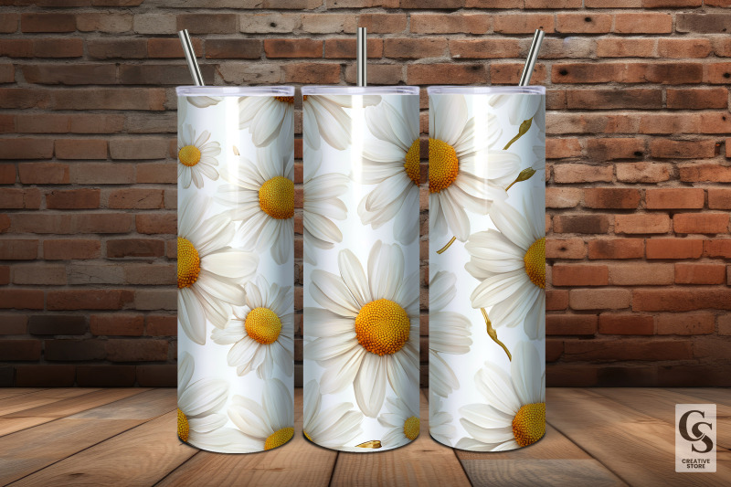 white-daisy-flowers-simple-pressed-flower-pattern