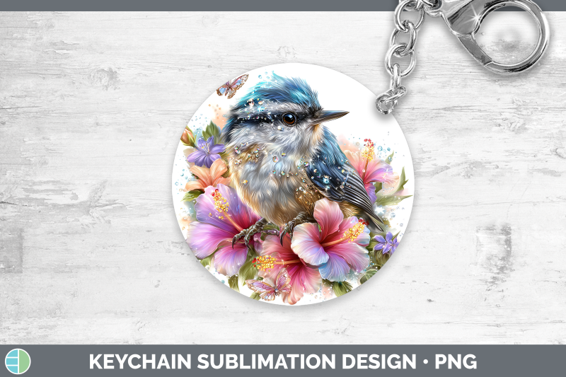 nuthatch-keychain-birds-01-floral-summer-sublimation-keyring