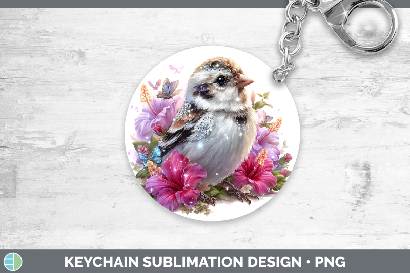 snow-bunting-keychain-birds-01-floral-summer-sublimation-key