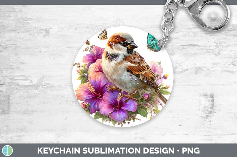 sparrow-keychain-birds-01-floral-summer-sublimation-keyring