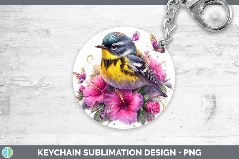warbler-keychain-birds-01-floral-summer-sublimation-keyring