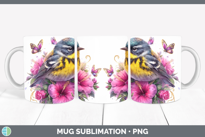 warbler-mug-wrap-birds-01-floral-summer-sublimation-coffee-c