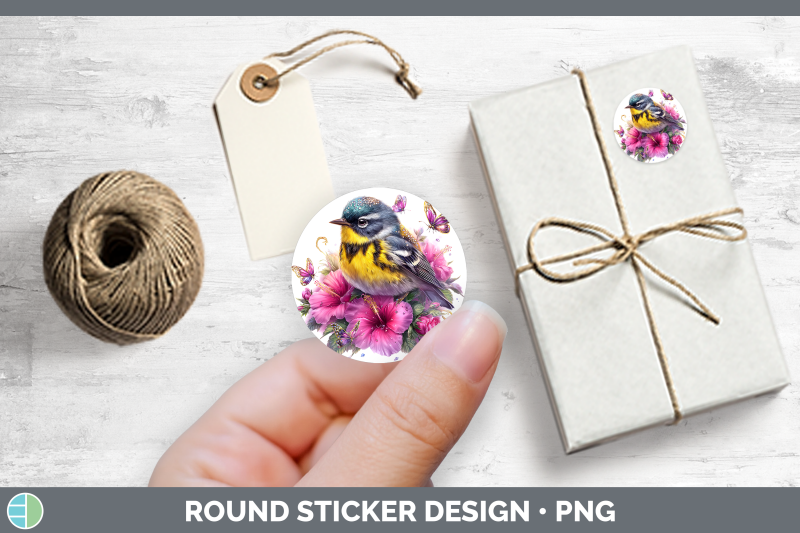birds-01-floral-summer-warbler-stickers-round-labels-desig