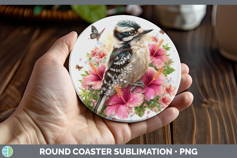 woodpecker-downy-round-coaster-birds-01-floral-summer-sublim