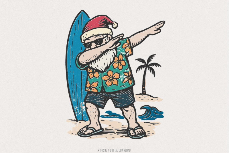 santa-claus-dabbing-png-surfing-christmas-shirt-png-tropical-holiday