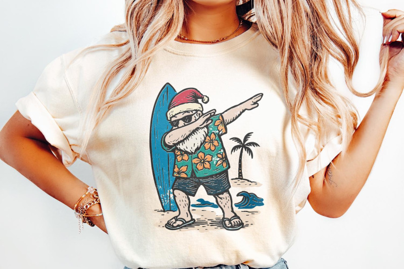 santa-claus-dabbing-png-surfing-christmas-shirt-png-tropical-holiday