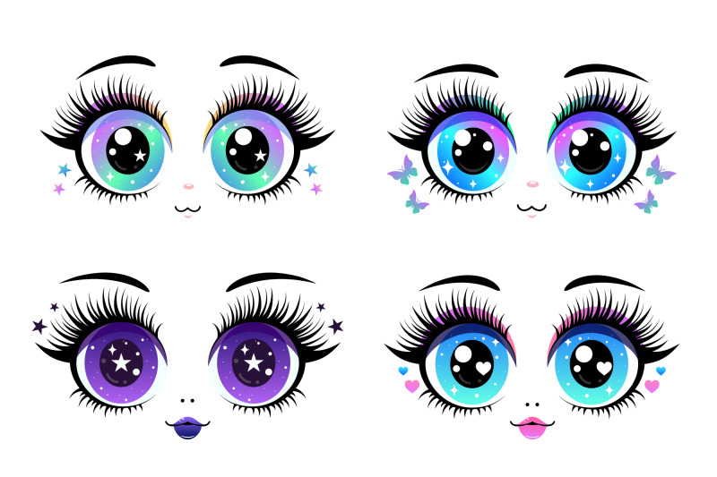 kawaii-doll-eyes-clipart-set