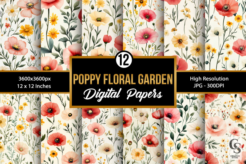 poppy-watercolor-flowers-seamless-pattern