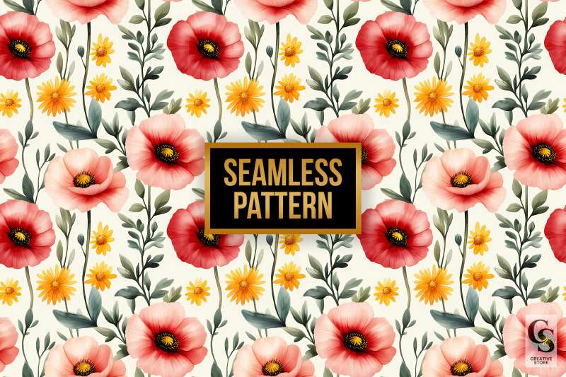 poppy-watercolor-flowers-seamless-pattern