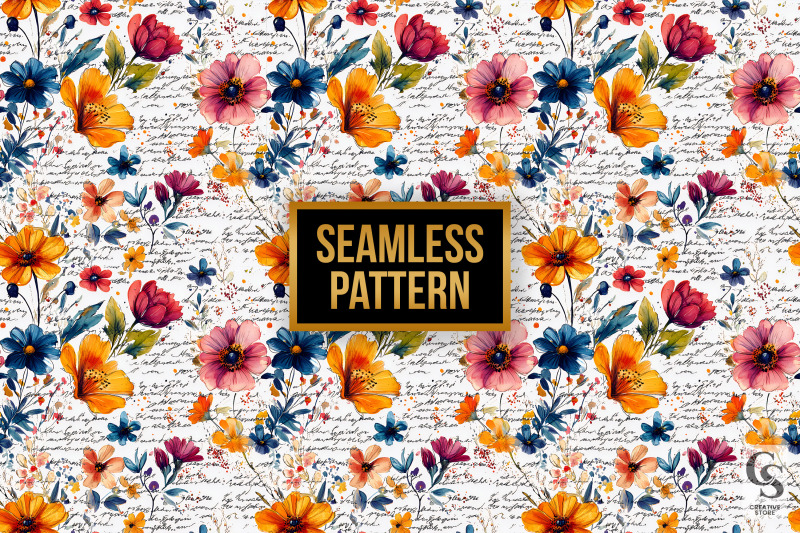 watercolor-spring-flowers-with-handwriting-seamless-pattern-included