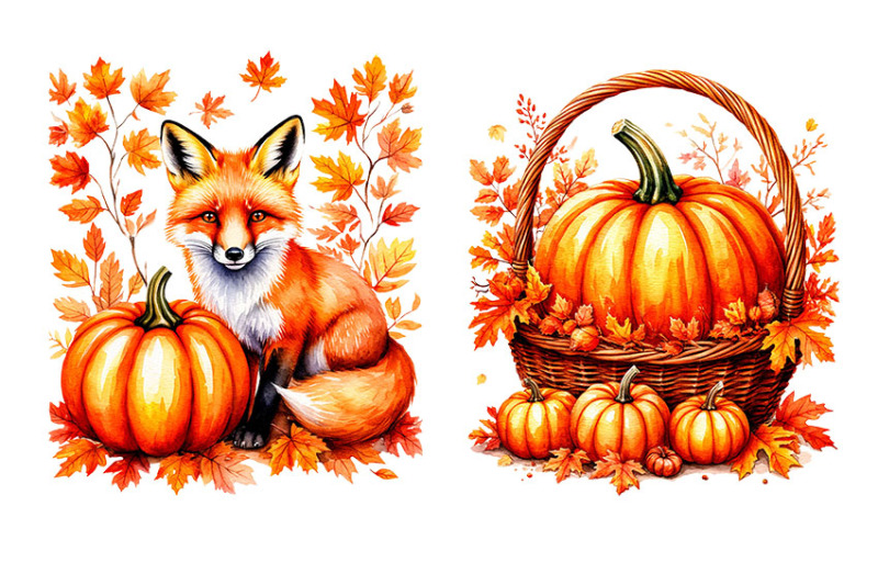 fox-with-orange-pumpkin-and-autumn-leaves-png