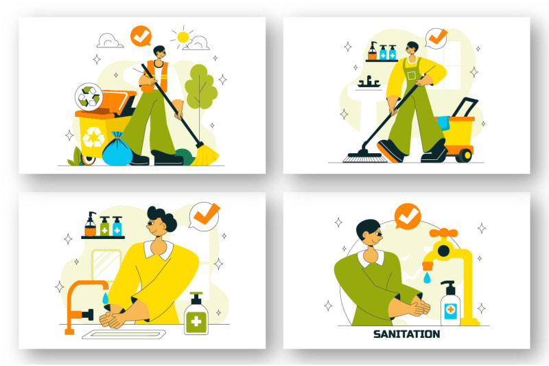10-sanitation-vector-illustration