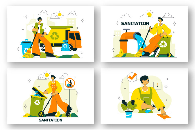 10-sanitation-vector-illustration