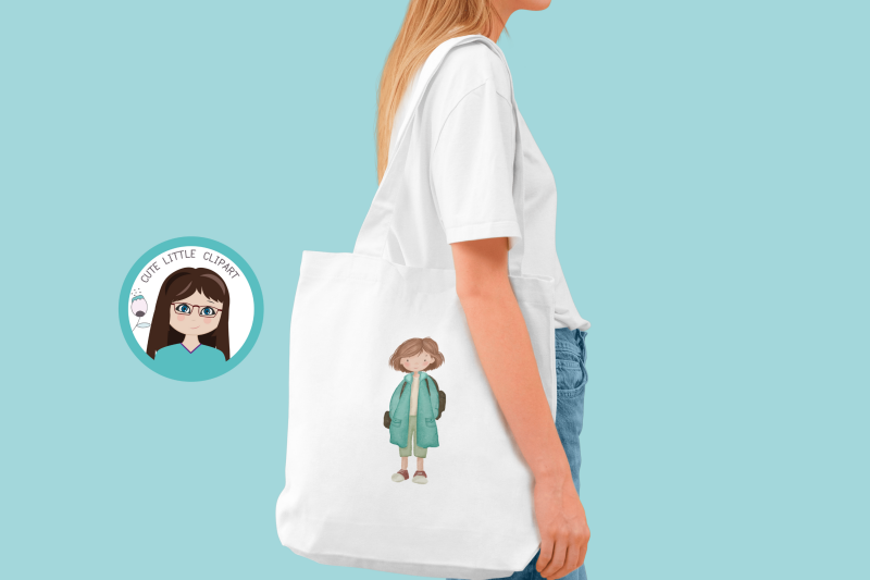 back-to-school-watercolor-girls-clipart-bundle