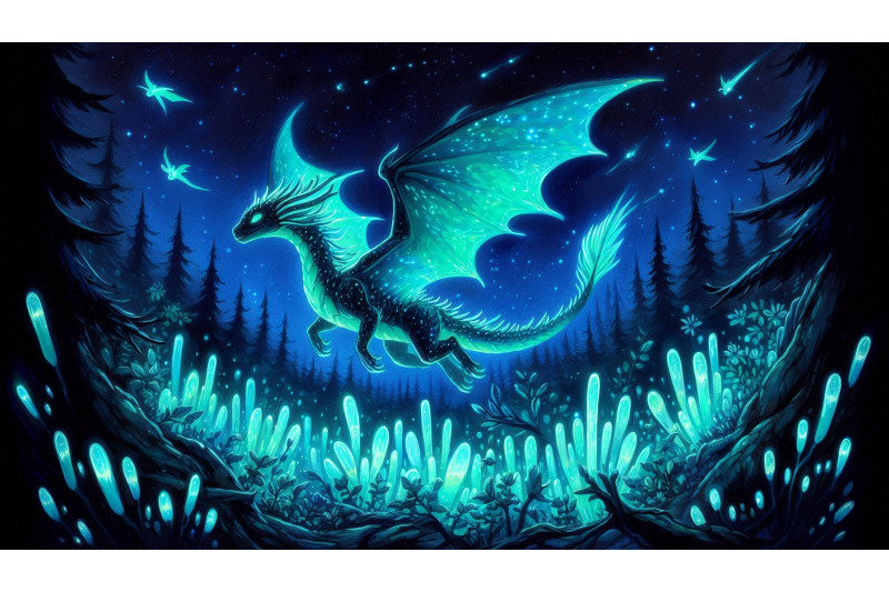 bioluminescent-dragon-midnight-flight