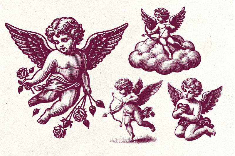 vintage-cupid-amp-angel-bundle-14-illustrations-6-pre-made-prints
