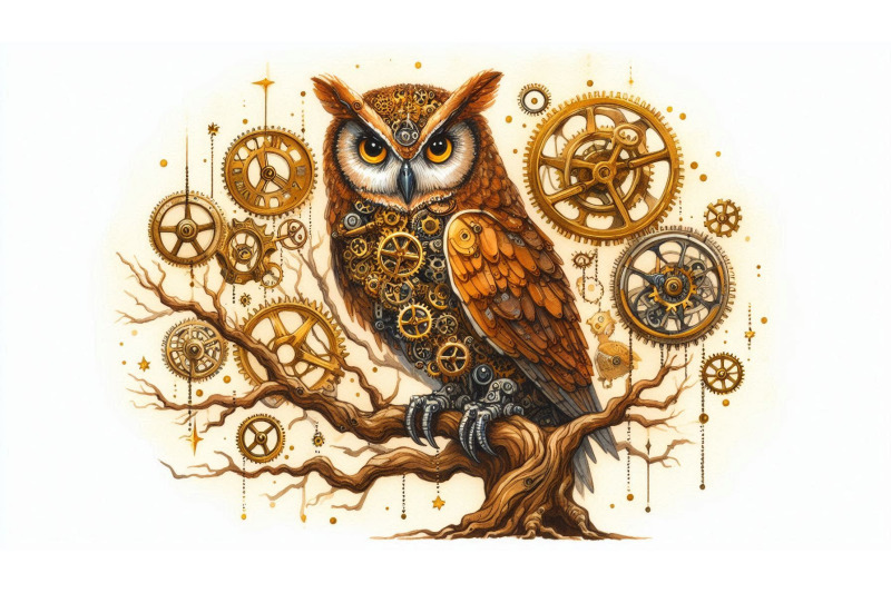 clockwork-owl-tree-perch