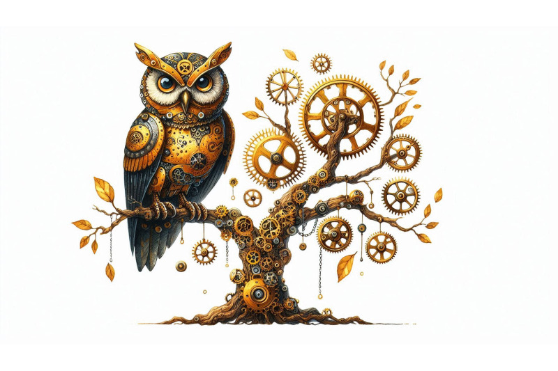 clockwork-owl-tree-perch