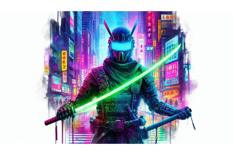 cyberpunk-samurai-neon-katana