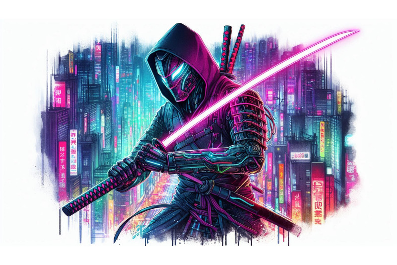 cyberpunk-samurai-neon-katana