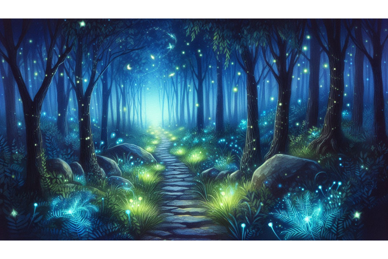 fireflies-in-magical-forest-path
