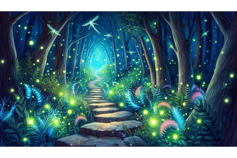 fireflies-in-magical-forest-path