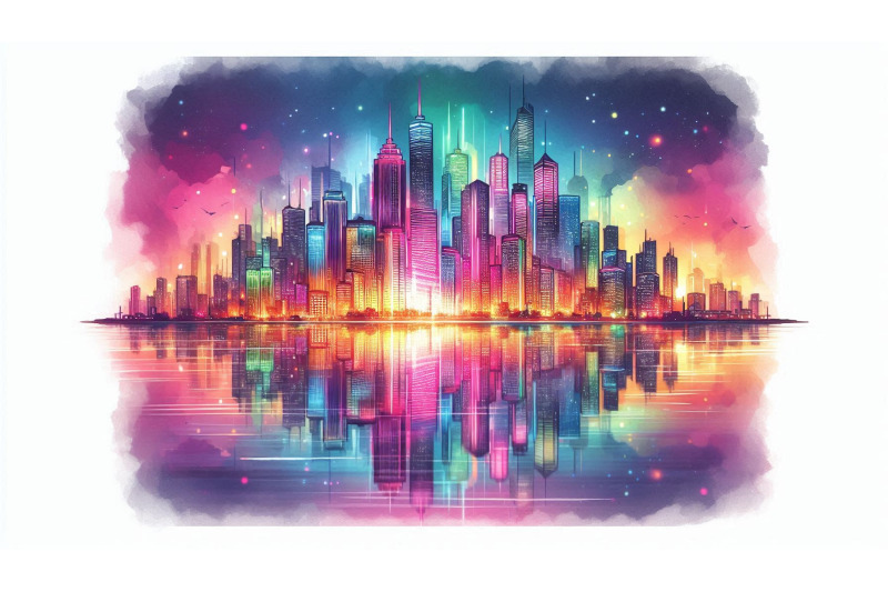 neon-skyline-water-reflection