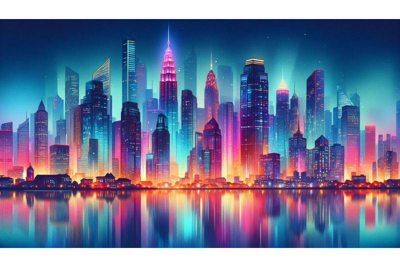 neon-skyline-water-reflection
